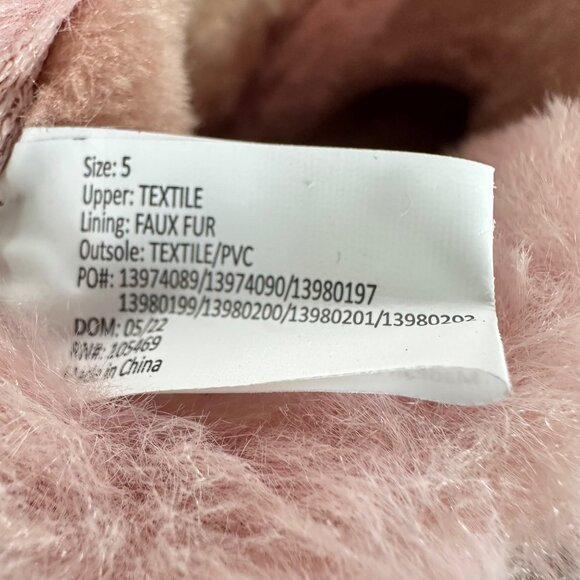 🦋Girls Winter Boots Sz 5 Flower Rose Gold Metallic Butterfly Faux-Fur Slipper🦋 - Picture 8 of 9